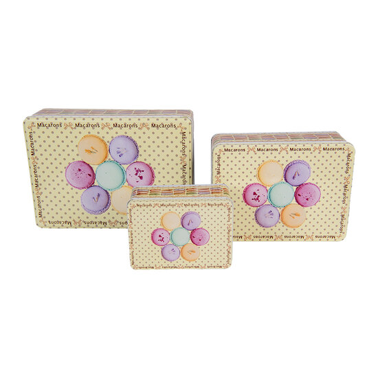 Clayre &amp; Eef | Opbergdoos set van 3 Geel Roze 26x19x9 / 21x16x8 / 14x10x7 cm | 6BL0150