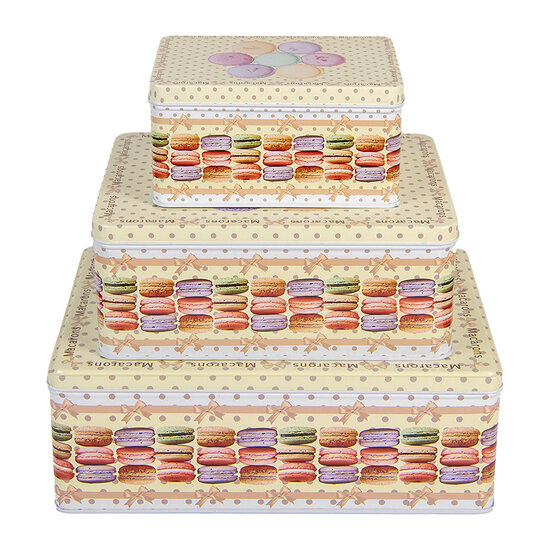 Clayre &amp; Eef | Opbergdoos set van 3 Geel Roze 26x19x9 / 21x16x8 / 14x10x7 cm | 6BL0150