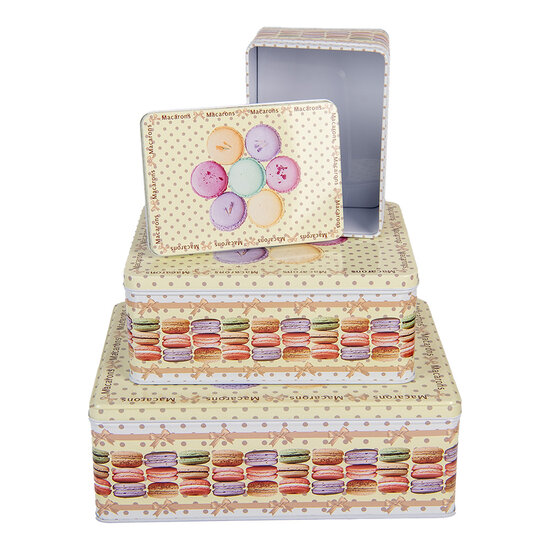 Clayre &amp; Eef | Opbergdoos set van 3 Geel Roze 26x19x9 / 21x16x8 / 14x10x7 cm | 6BL0150