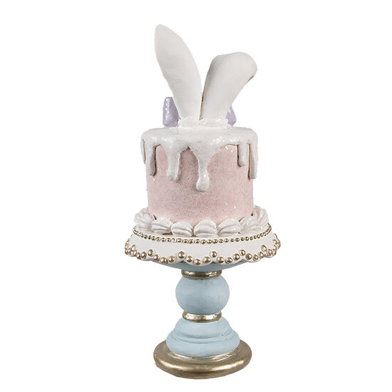 Clayre &amp; Eef | Decoratie Beeld Konijn Roze Wit &oslash; 9x20 cm | 6PR5175