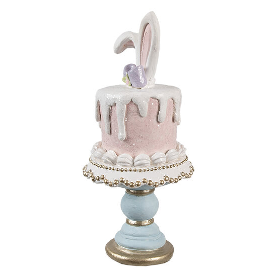 Clayre &amp; Eef | Decoratie Beeld Konijn Roze Wit &oslash; 9x20 cm | 6PR5175