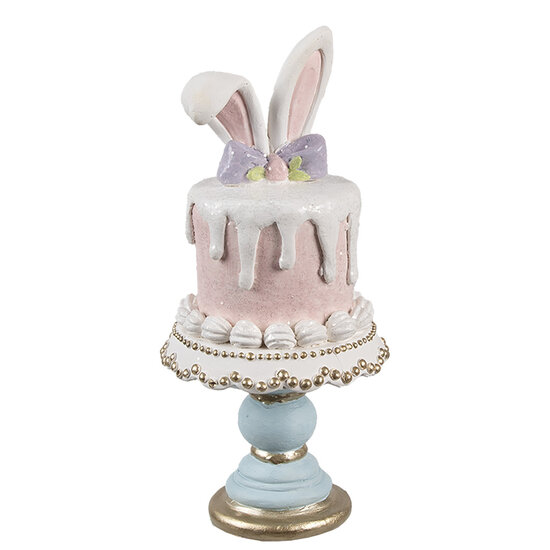 Clayre &amp; Eef | Decoratie Beeld Konijn Roze Wit &oslash; 9x20 cm | 6PR5175