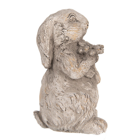 Clayre & Eef | Decoratie Beeld Konijn Grijs 10x9x15 cm | 6TE0560