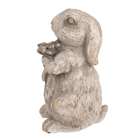 Clayre & Eef | Decoratie Beeld Konijn Grijs 10x9x15 cm | 6TE0560