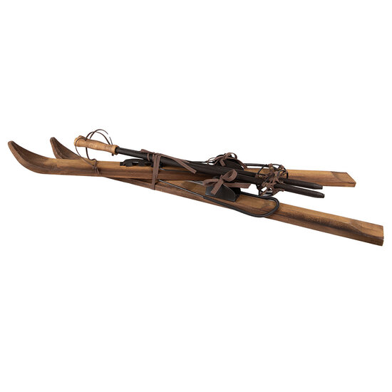 Clayre & Eef | Decoratie ski's (2) + skistokken (2) Bruin 24x10x90 cm | 5H0721