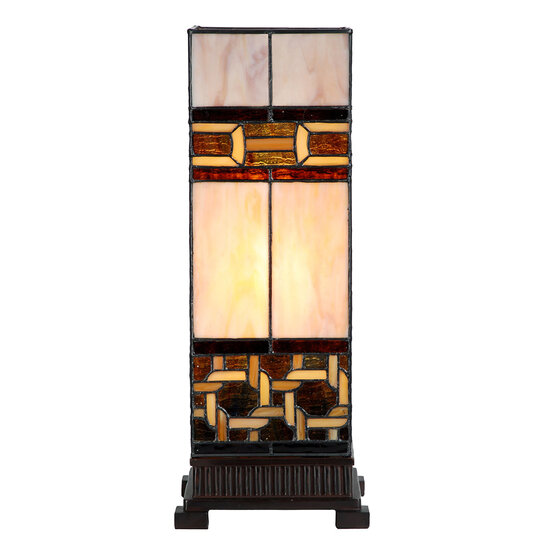 Clayre &amp; Eef | Tiffany Tafellamp Roze Bruin 17x17x44 cm E27/max 1x40W | 5LL-6360