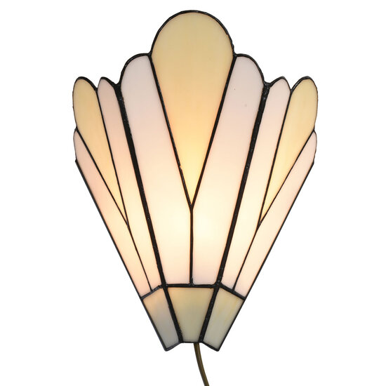 Clayre & Eef | Wandlamp Tiffany Wit Beige 20x10x29 cm E14/max 1x40W | 5LL-6365