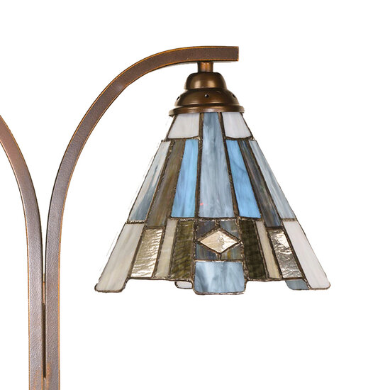 Clayre &amp; Eef | Tiffany Tafellamp Bruin Blauw 48x19x57 cm E27/max 2x60W | 5LL-6368
