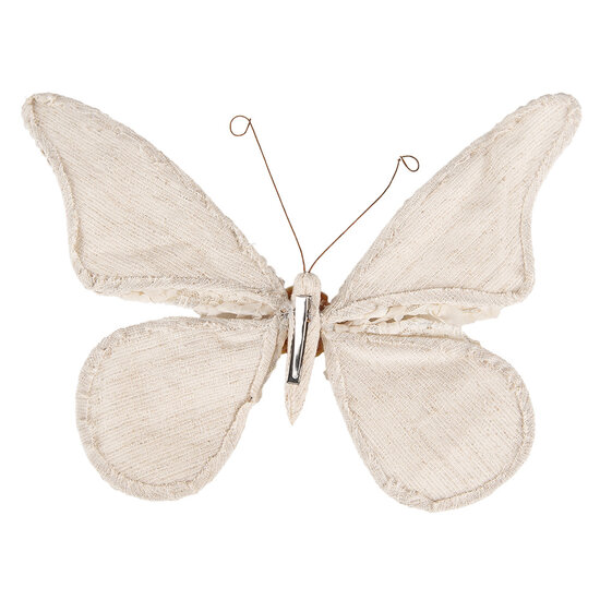 Clayre & Eef | Kerstdecoratie Vlinder Beige 30x3x24 cm | 65927