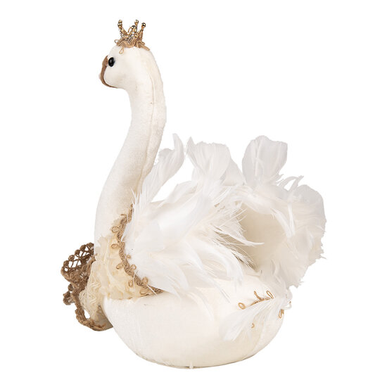 Clayre &amp; Eef | Decoratie Zwaan Wit Beige 28x14x28 cm | 65931