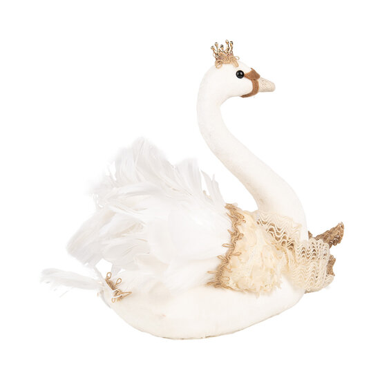Clayre &amp; Eef | Decoratie Zwaan Wit Beige 28x14x28 cm | 65931