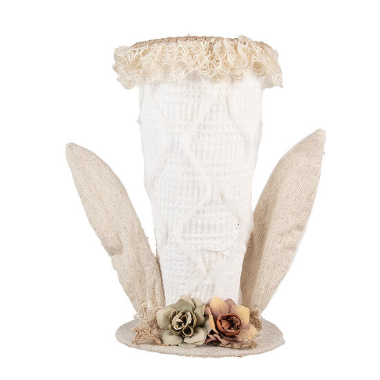 Clayre & Eef | Decoratie hoed Wit Beige 16x16x27 cm | 65932