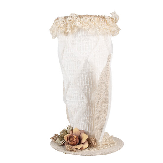 Clayre & Eef | Decoratie hoed Wit Beige 16x16x27 cm | 65932
