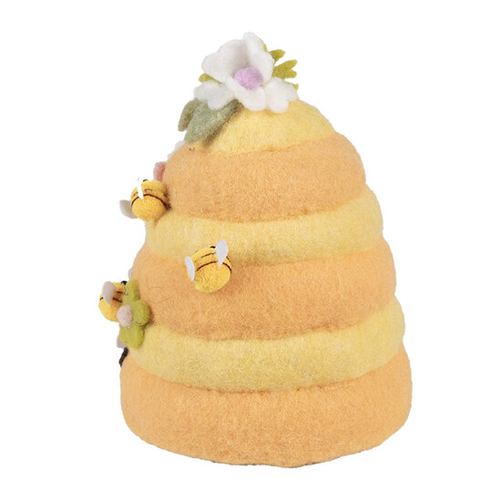 Clayre & Eef | Decoratie bijenkorf met bijen Geel Roze ø 16x21 cm | 65944
