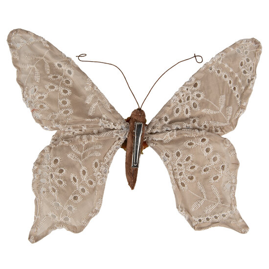 Clayre & Eef | Kerstdecoratie Vlinder Beige 28x4x22 cm | 65953