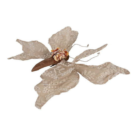 Clayre & Eef | Kerstdecoratie Vlinder Beige 33x6x31 cm | 65954