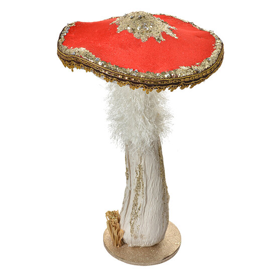 Clayre & Eef | Decoratie Paddenstoel Rood Goudkleurig ø 26x43 cm | 66165
