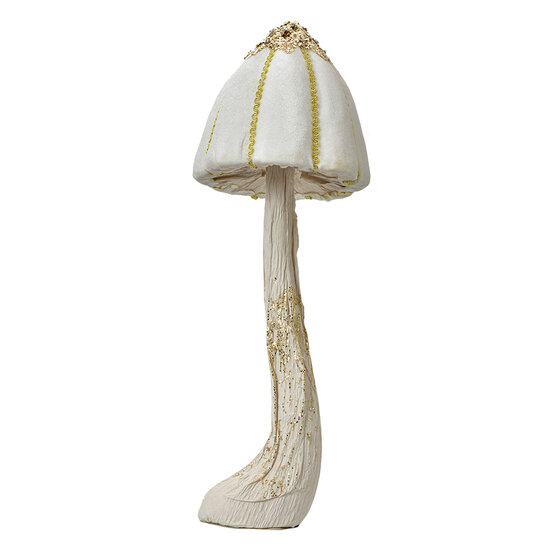 Clayre & Eef | Decoratie Paddenstoel Wit Goudkleurig ø 15x40 cm | 66170W