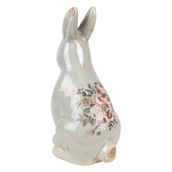 Clayre & Eef | Decoratie Beeld Konijn Grijs Roze 16x12x27 cm | 6CE1968L