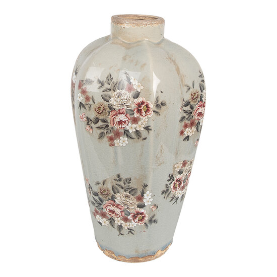 Clayre &amp; Eef | Vaas Grijs Roze &oslash; 24x40 cm | 6CE1970L