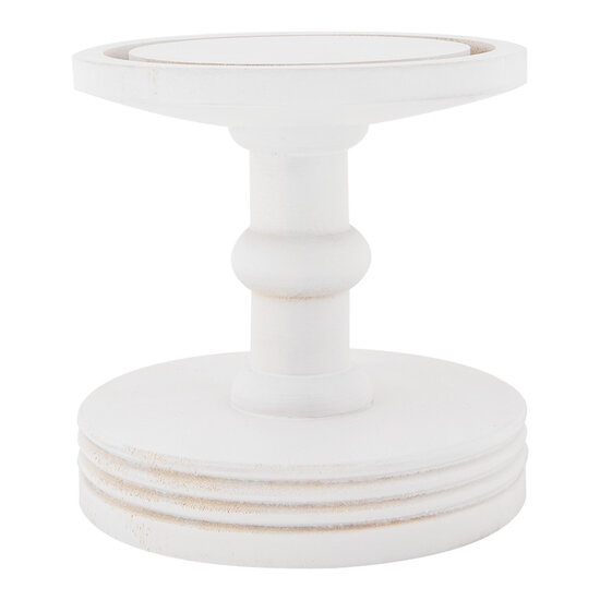 Clayre & Eef | Stolp Transparant Wit ø 14x34 cm | 6GL5059W