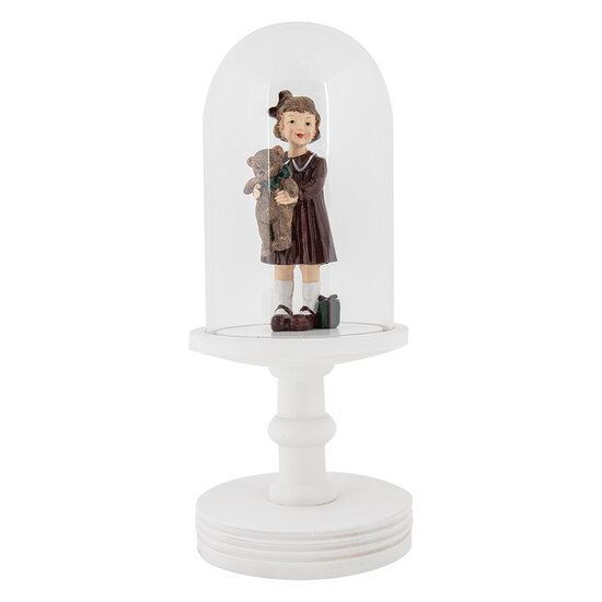 Clayre & Eef | Stolp Transparant Wit ø 14x34 cm | 6GL5059W