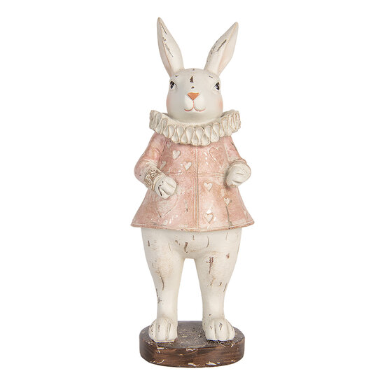 Clayre & Eef | Decoratie Beeld Konijn Beige Roze 11x10x29 cm | 6PR5478