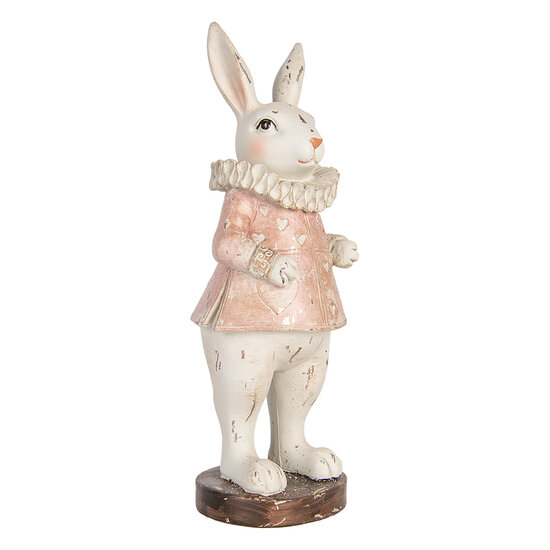 Clayre & Eef | Decoratie Beeld Konijn Beige Roze 11x10x29 cm | 6PR5478