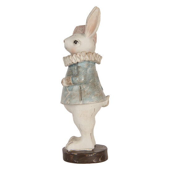 Clayre & Eef | Decoratie Beeld Konijn Beige Blauw 11x10x28 cm | 6PR5479