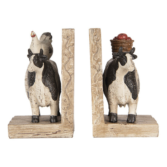 Clayre &amp; Eef | Boekensteunen set van 2 Koeien Bruin Zwart 17x10x14 cm | 6PR5480