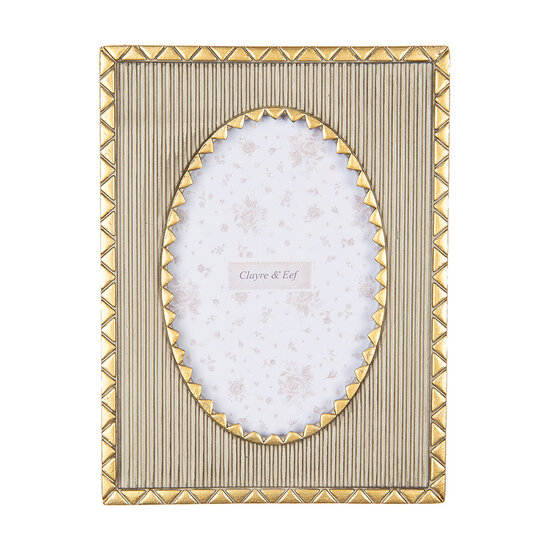 Clayre &amp; Eef | Fotolijst Beige Goudkleurig 16x2x21 cm / 10x15 cm | 2F1218