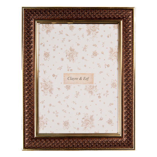 Clayre & Eef | Fotolijst Bruin Goudkleurig 20x2x25 cm / 15x20 cm | 2F1229L