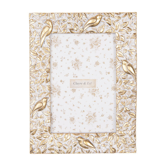 Clayre & Eef | Fotolijst Goudkleurig Wit 15x2x20 cm / 10x15 cm | 2F1255