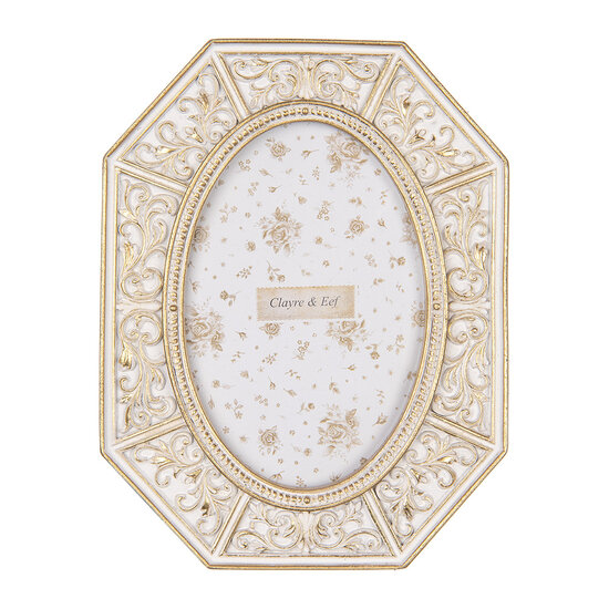 Clayre & Eef | Fotolijst Wit Goudkleurig 16x2x20 cm / 10x15 cm | 2F1256