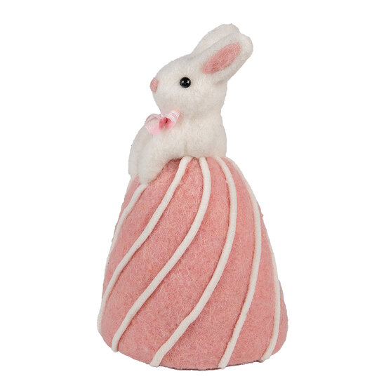 Clayre & Eef | Decoratie Beeld Konijn Wit Roze ø 8x14 cm | 65940