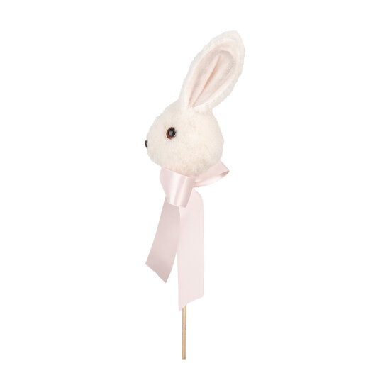 Clayre & Eef | Plantensteker konijn Wit Roze 7x7x33 cm | 65945