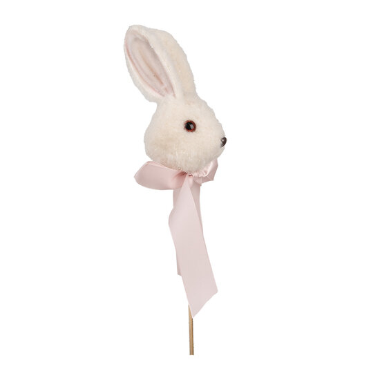 Clayre & Eef | Plantensteker konijn Wit Roze 7x7x33 cm | 65945