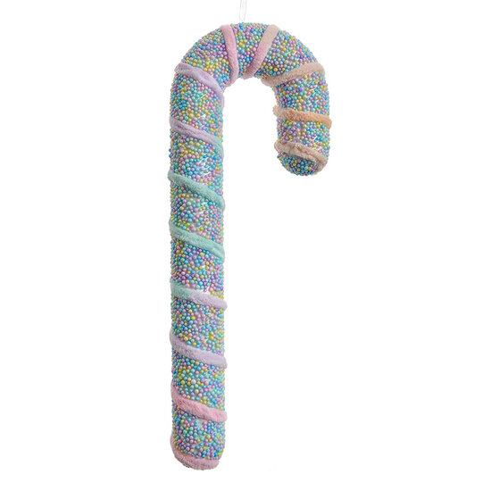 Clayre & Eef | Kerstdecoratie Hanger Zuurstok Roze Meerkleurig 13x5x34 cm | 66101L