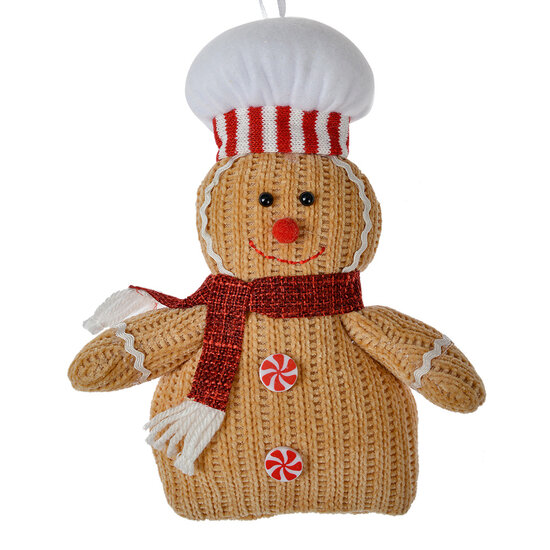 Clayre & Eef | Decoratie Hanger Peperkoekpop Bruin Rood 15x4x21 cm | 66117