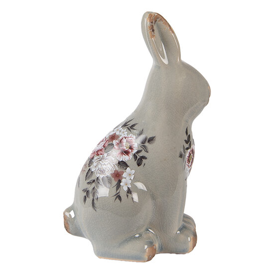 Clayre &amp; Eef | Decoratie Konijn Grijs Roze 13x10x21 cm | 6CE1968M