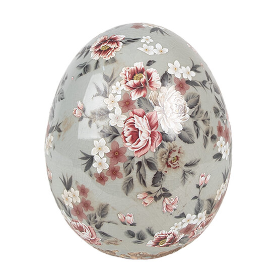Clayre &amp; Eef | Decoratie Beeld Ei Grijs Roze &oslash; 10x12 cm | 6CE1972M