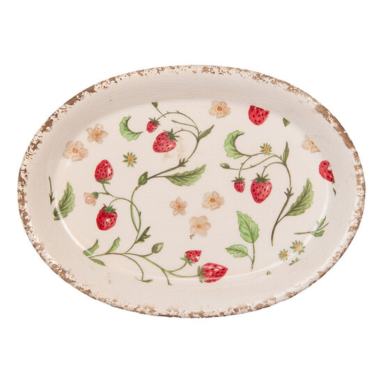 Clayre & Eef | Decoratie Bord Beige Rood 25x18x3 cm | 6CE2022