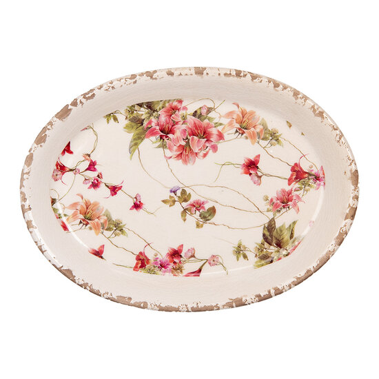 Clayre & Eef | Decoratie Bord Beige Roze 25x18x3 cm | 6CE2028