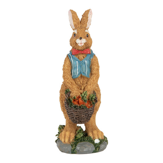 Clayre &amp; Eef | Decoratie Konijn Bruin Blauw 5x5x13 cm | 6PR5721
