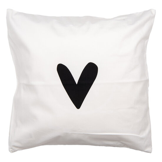 Clayre & Eef | Kussenhoes Wit Zwart 45x45 cm | BHS24-3