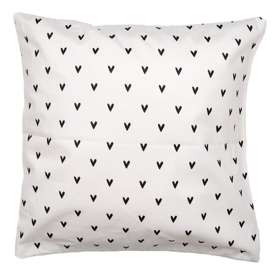 Clayre & Eef | Kussenhoes Wit Zwart 45x45 cm | BHS24-3