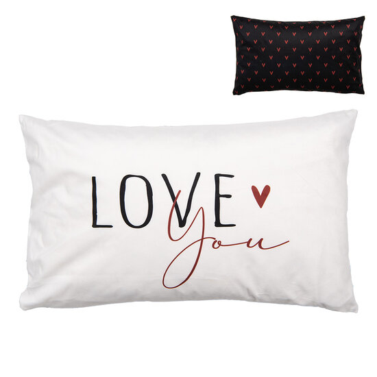 Clayre & Eef | Kussenhoes Wit Zwart 30x50 cm | BHS36-4