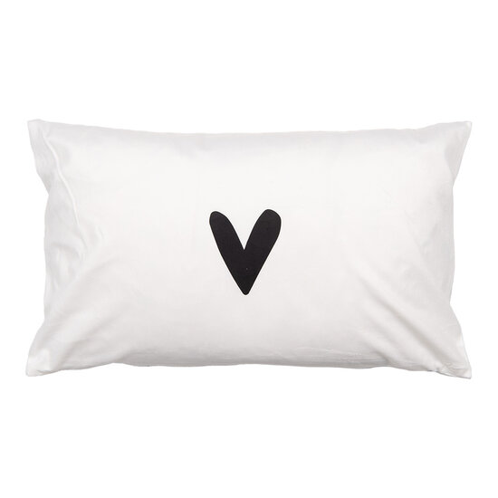 Clayre & Eef | Kussenhoes Wit Zwart 30x50 cm | BHS36-5