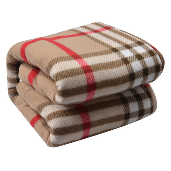 Clayre & Eef | Plaid Beige Rood 180x200 cm | KT060.151