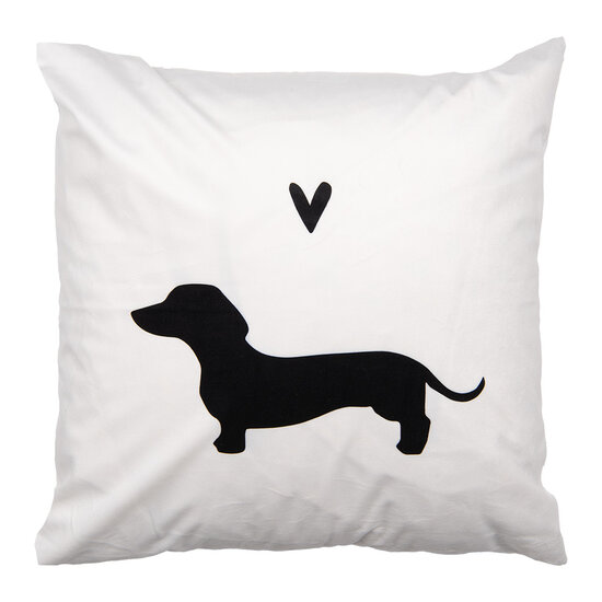 Clayre & Eef | Kussenhoes Wit Zwart 45x45 cm | PWS22